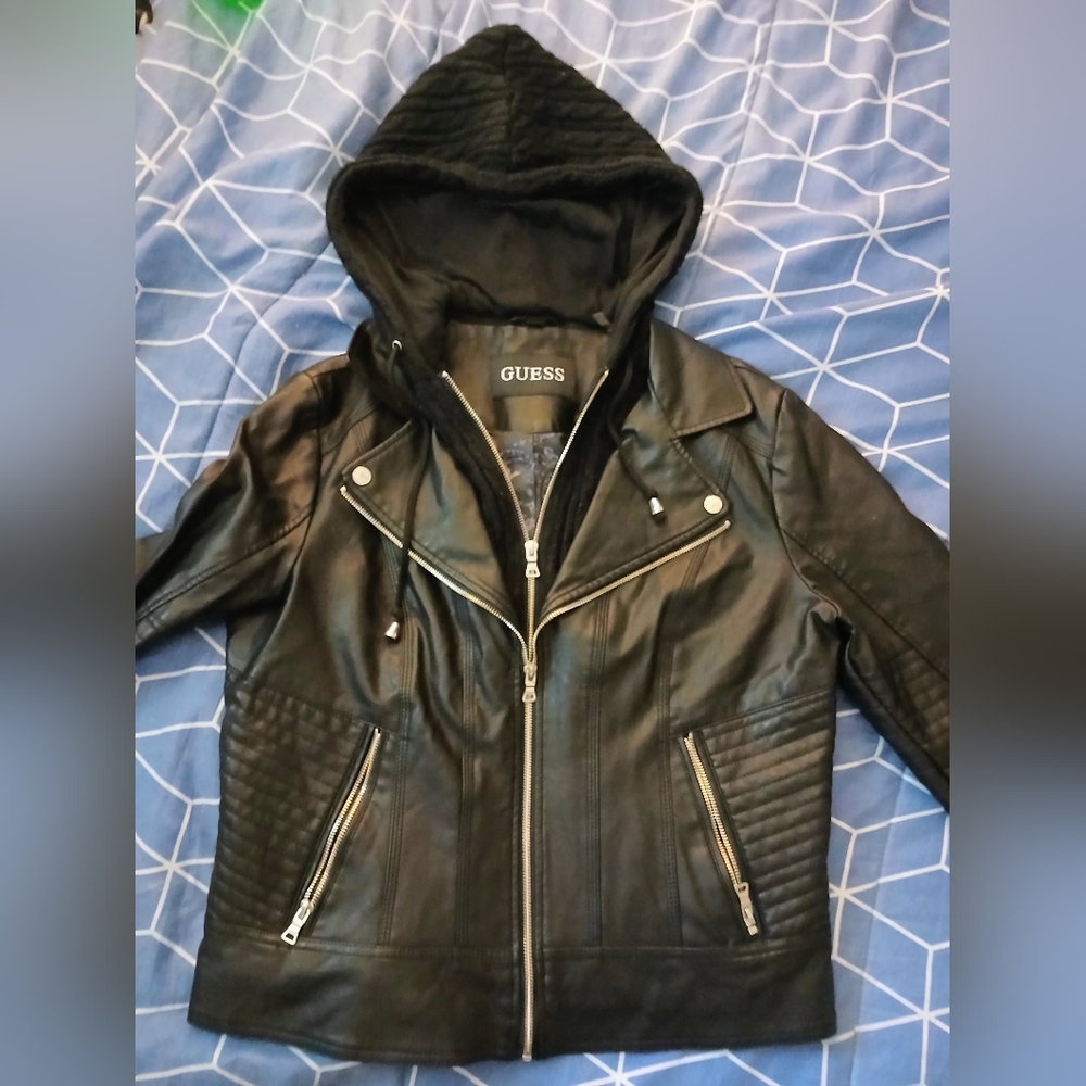 Guess Faux Leather Motto Jacket